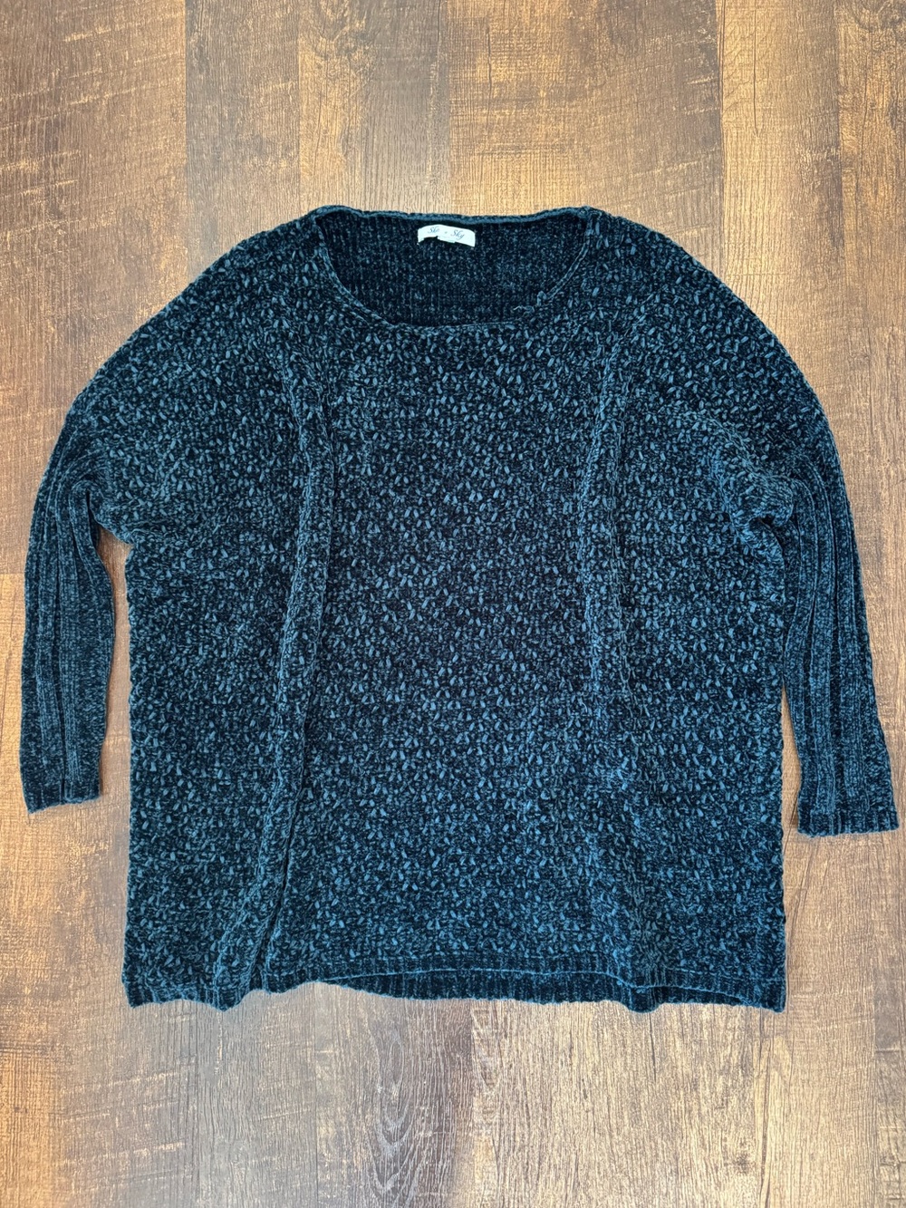 She + Sky teal chenille Crew Neck Sweater